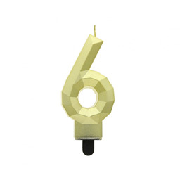 Świeczka cyferka diament złota - 6 - sześć