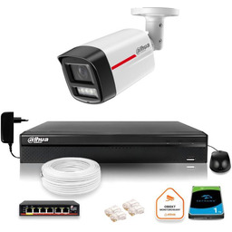DAHUA Zestaw monitoringu IP kamera zewnętrzna WizColor 2K