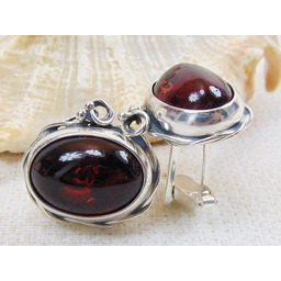 Spinki srebrne z bursztynem, handmade 814-114