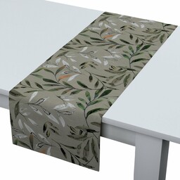 Bieżnik prostokątny, zielone gałązki na szarym tle, 40