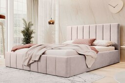 Łóżko tapicerowane z pojemnikiem SFG0116P 180x200 Welur Beżowy