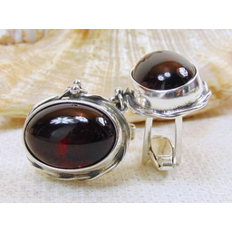 Spinki srebrne z bursztynem, handmade 814-108