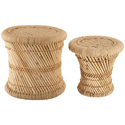 Zestaw 2 okrągłych stolików kawowych boho Corde