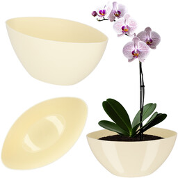 Doniczka na kwiaty owalna Ptuj 21 cm, kremowa