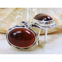 Spinki srebrne z bursztynem, handmade 814-106