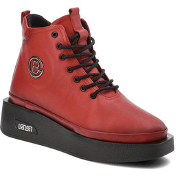 Czerwone Botki Artiker Stylowe Obuwie Na Koturnie