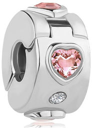 Rodowany srebrny charms pandora otwierany klips serce heart