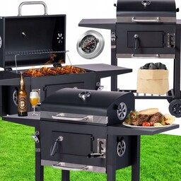 Grill Gril Ogrodowy Duży Węglowy Pokrywa Popielnik Termometr