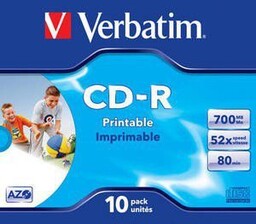 Verbatim CD-R 52x 700MB 10P JC Printable Azo