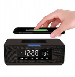Głośnik Bluetooth Ładowarka indukcyjna Zegar Alarm