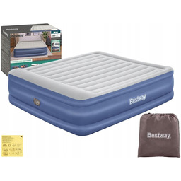 Materac Dmuchany Welurowy Dwuosobowy Łóżko 203x193x56 Bestway 67692