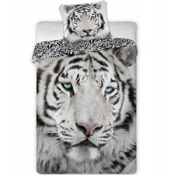 Pościel 140x200 70x90 Tygrys Biały Realistyczny Nadruk Bawełna