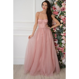 Sukienka maxi tiulowa z gorsetem brudny róż Dajana