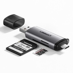 UGREEN Czytnik kart CM185 SD/microSD USB-A/USB-C (szary)