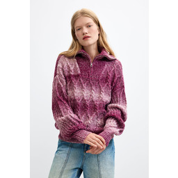 Desigual Gruby dzianinowy sweter z zamkiem
