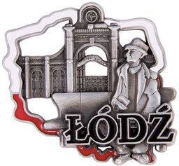 Magnes metalowy kontur Polski Łódź Tuwim