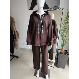 Masełkowy dres oversize z kapturem - czekoladowy One