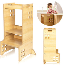 KITCHEN HELPER POMOCNIK KUCHENNY MONTESSORI + Biblioteczka 2w1