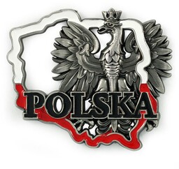 Magnes metalowy kontur Polski Polska orzeł