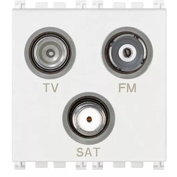 Gniazdo TV-FM-SAT bezpośrednie, 3 wyjścia, 1 dB, białe,