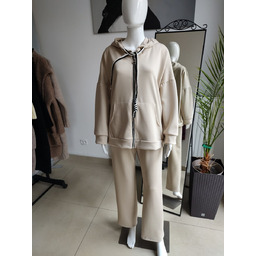 Masełkowy dres oversize z kapturem - beżowy One