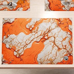 MARBLELIZED Amerykańskie zmywalne podkładki, pomarańczowe marmurowe podkładki
