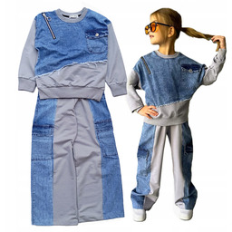 Dresowy Komplet Dziewczęcy Dres Dla Dziewczynki Bluza Spodnie