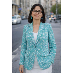 Marynarka damska kwiatowa turkusowa lekka blazer Włoska Uni