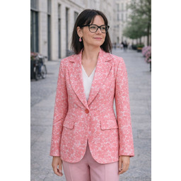 Marynarka damska kwiatowa koralowa lekka blazer Włoska Uni