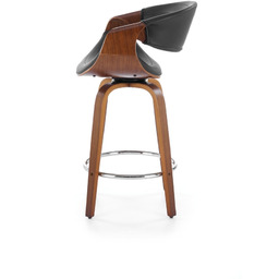 Hoker z oparciem ekoskóra czarny / orzech /