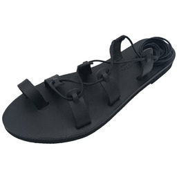 Czarne wiązane sandały ''gladiatorki'' ze skóry naturalnej SANDINISTA