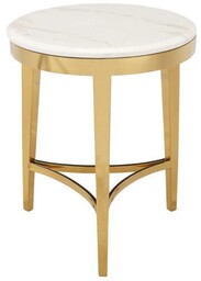 STOLIK POMOCNICZY blat z konglomeratu marmurowego złota podstawa