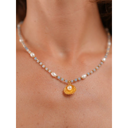 Naszyjnik Kýma - akwamaryn i perła byNADI