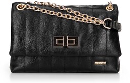 Damska crossbody z ekoskóry dwukomorowa mała czarna