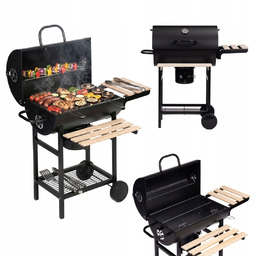 Grill Gril Ogrodowy Węglowy Pokrywa Popielnik Termometr Beczka