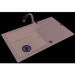 Zlewozmywak granitowy Rodos czarny + bateria Apollo chrom