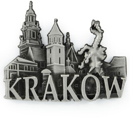 Metalowy magnes na lodówkę panorama Kraków Wawel