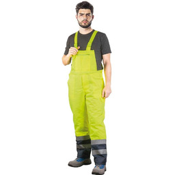 BLUE-YELLOW-B - Spodnie ogrodniczki zimowe, z pasami odblaskowymi