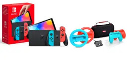 Nintendo Switch OLED Czerwono-niebieski + Zestaw akcesoriów Trust
