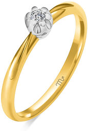 Pierścionek zaręczynowy dwukolorowy z brylantem 0.07 ct -