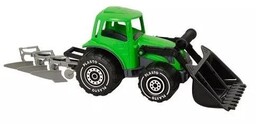 Traktor z ładowaczem i pługiem 52cm zielony