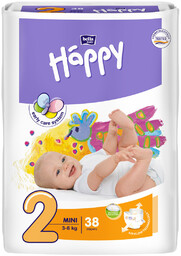 Bella, Happy Mini, Pieluchy jednorazowe, 3-6 kg, 38