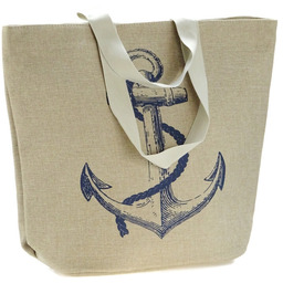 Torba plażowa DUŻA shopperka XXL KOTWICA beż