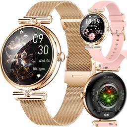 Stylowy Smartwatch Damski Auora Amoled Wodoodporny Dodatkowy Pasek