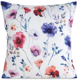Poszewka pluszowa biała w kolorowe kwiaty JZI-21