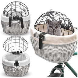 Wiklinowy Kosz Rowerowy Biały Transporter Psa Kota Zakupy