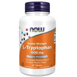 NOW FOODS Double Strength L-Tryptofan 1000mg, 60kaps.