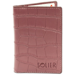 Skórzany elegancki wizytownik damski etui na dokumenty Solier