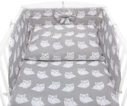 Bawełniana pościel do łóżeczka dziecięcego - białe sowy