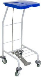 Wózek na odpady pojedynczy z pokrywą niebieską otwieraną